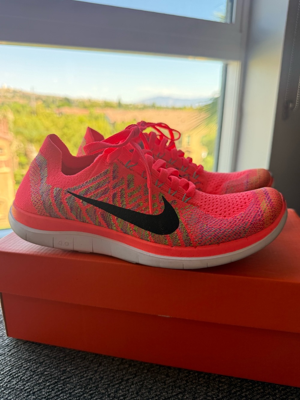 Nike Women's Flyknit Running Shoes (Size 7) - Hot Pink with Black Swoosh